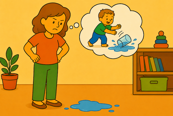 Mutter sieht Wasserfleck, sofortige Annahme: von Kind verursacht
